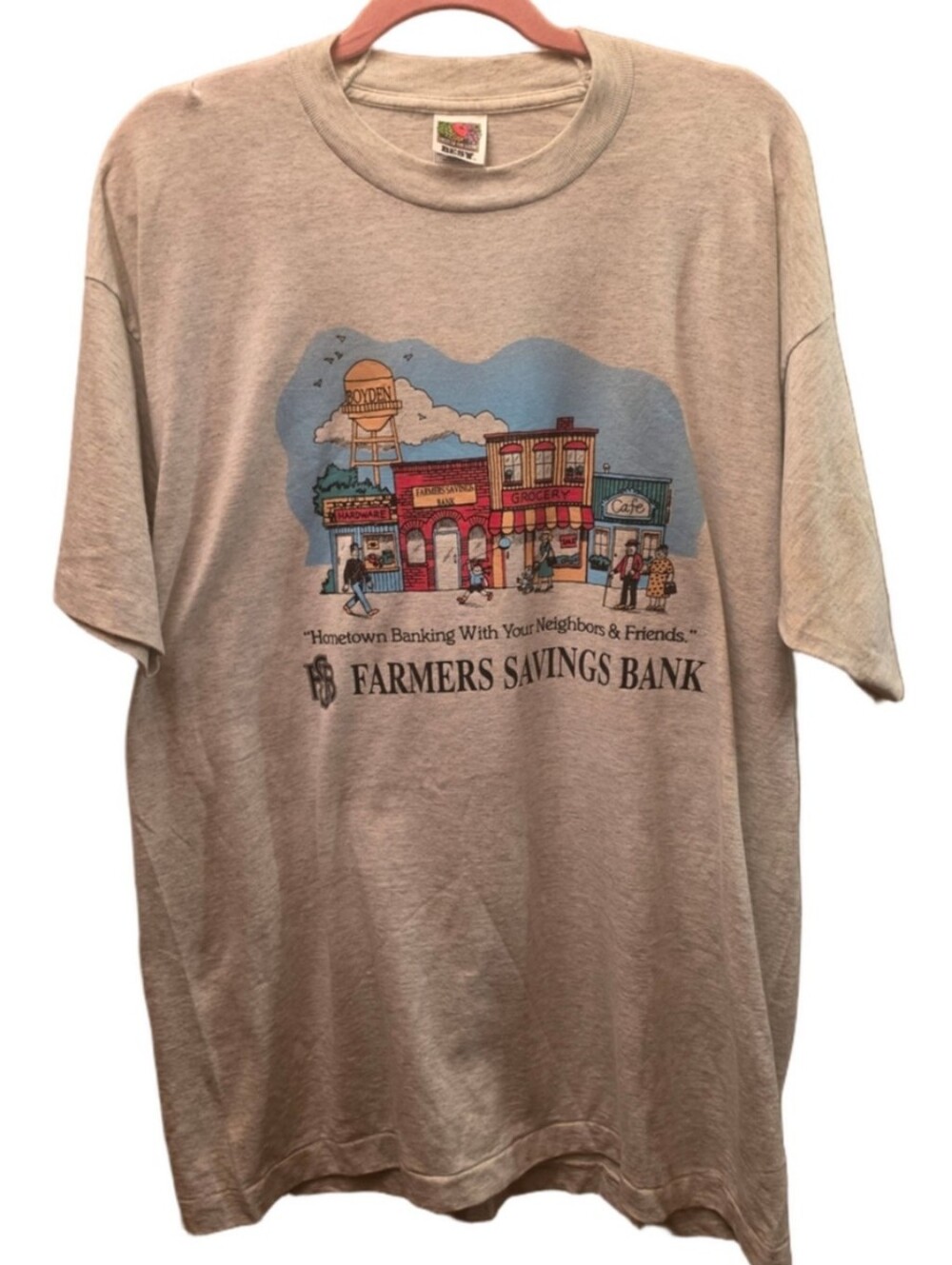 Vintage 90s Farmers Savings Bank Boyden Iowa Single Stitch Graphic Tee XL